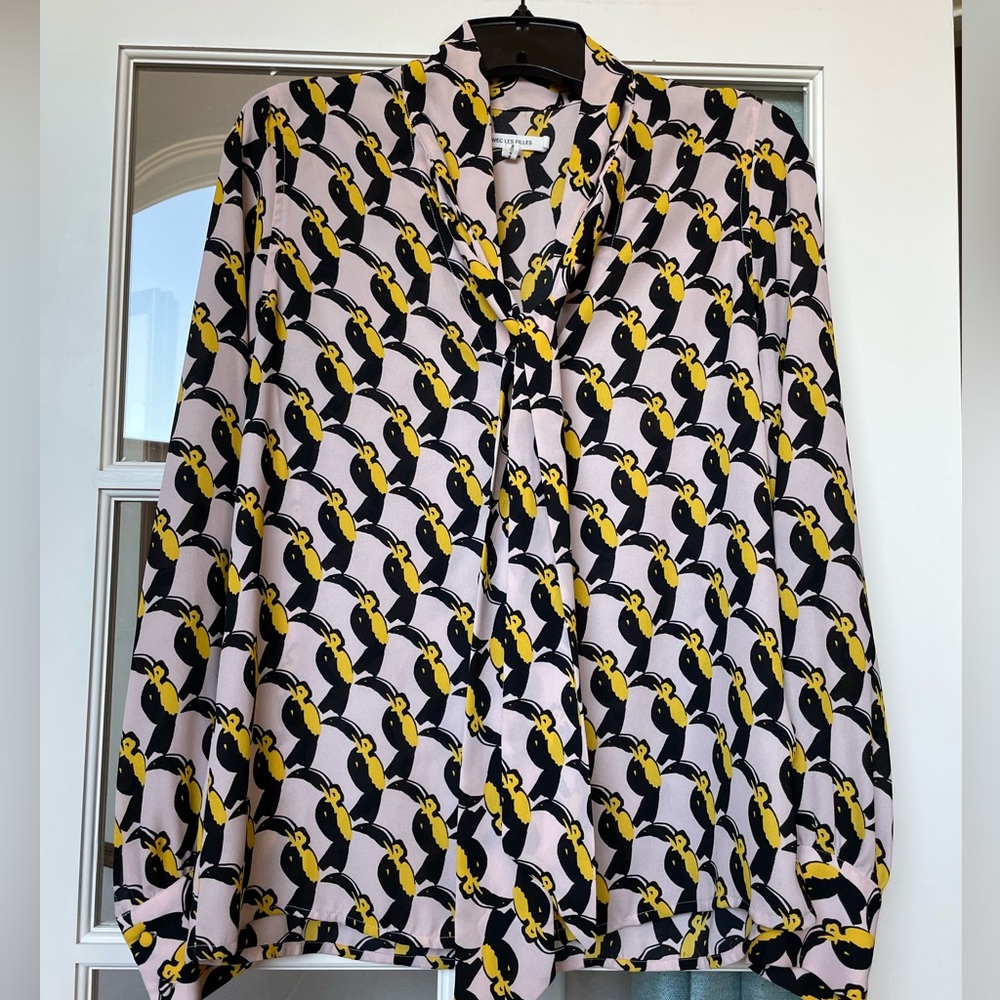 Aves Les Filles Toucan Print Long Sleeve Blouse